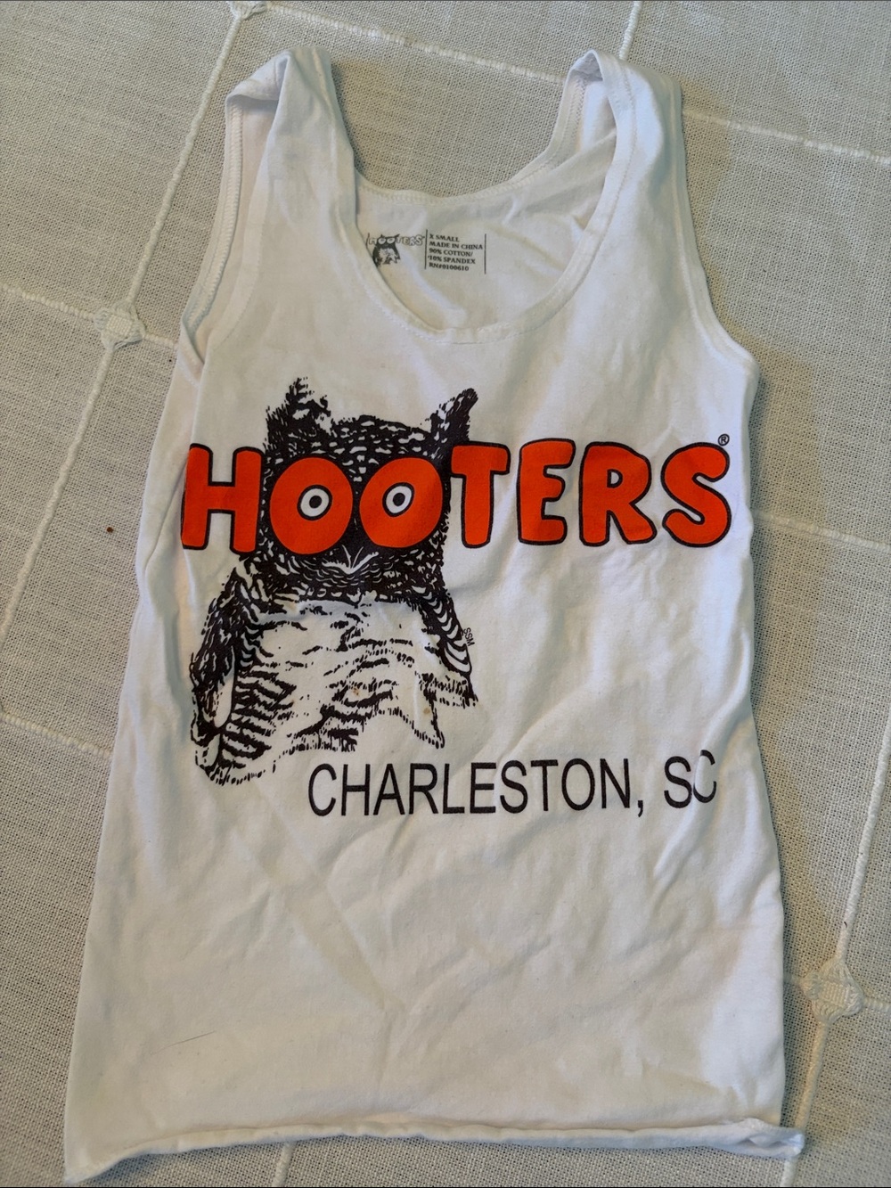 Hooters White Tank Top with Orange Logo - Kids
